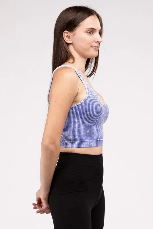 Zenana Washed Ribbed Cropped Bralette/Tank