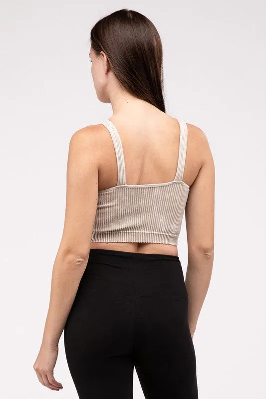 Zenana Washed Ribbed Cropped Bralette/Tank