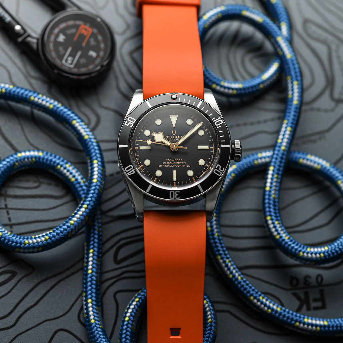 Zennor FKM Rubber Waterproof Watch Strap - Sunset Orange