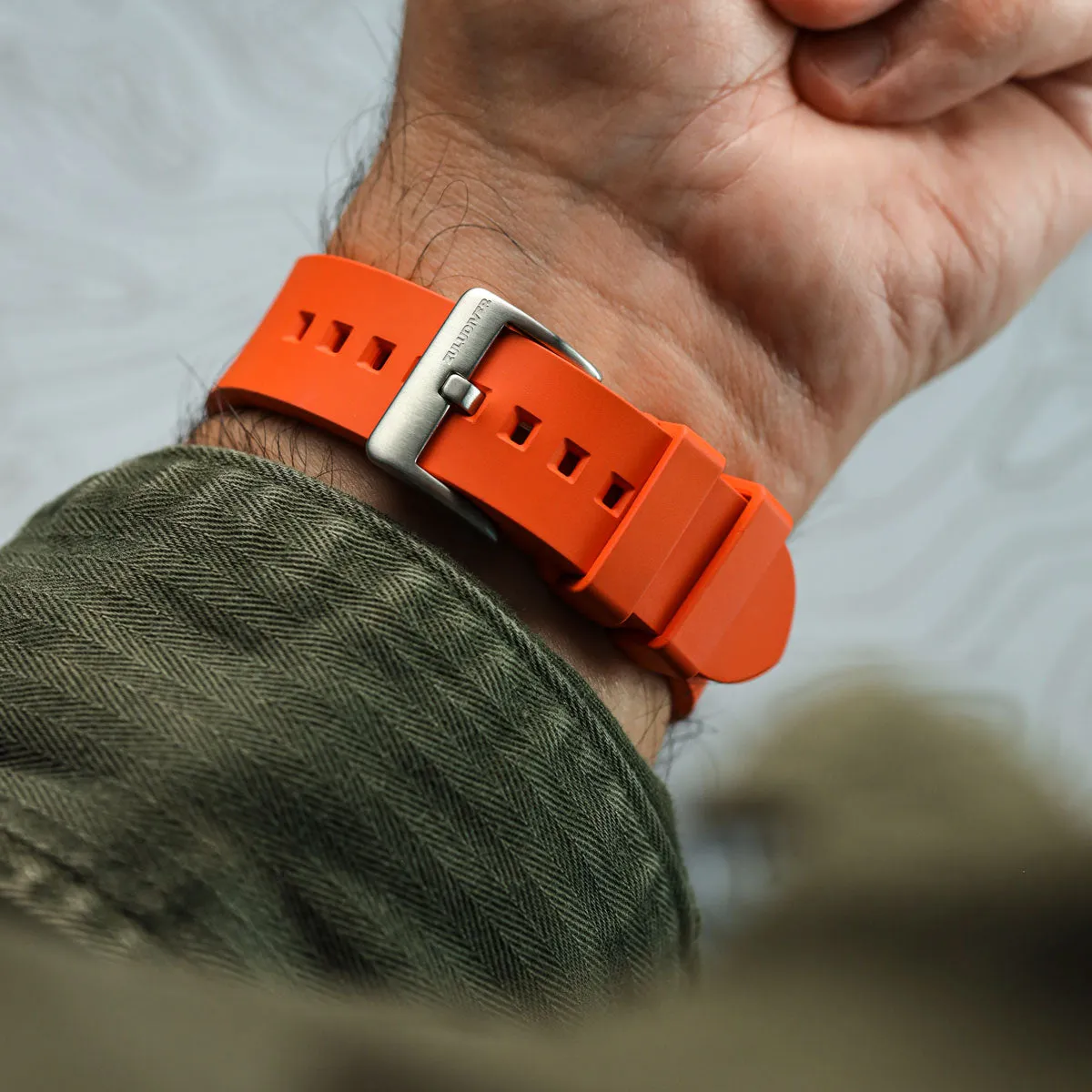 Zennor FKM Rubber Waterproof Watch Strap - Sunset Orange