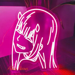 Zero Two Neon Cartoon Sign