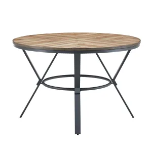 Zestia Modern Round Wood Dining Table, Light Birch   Black