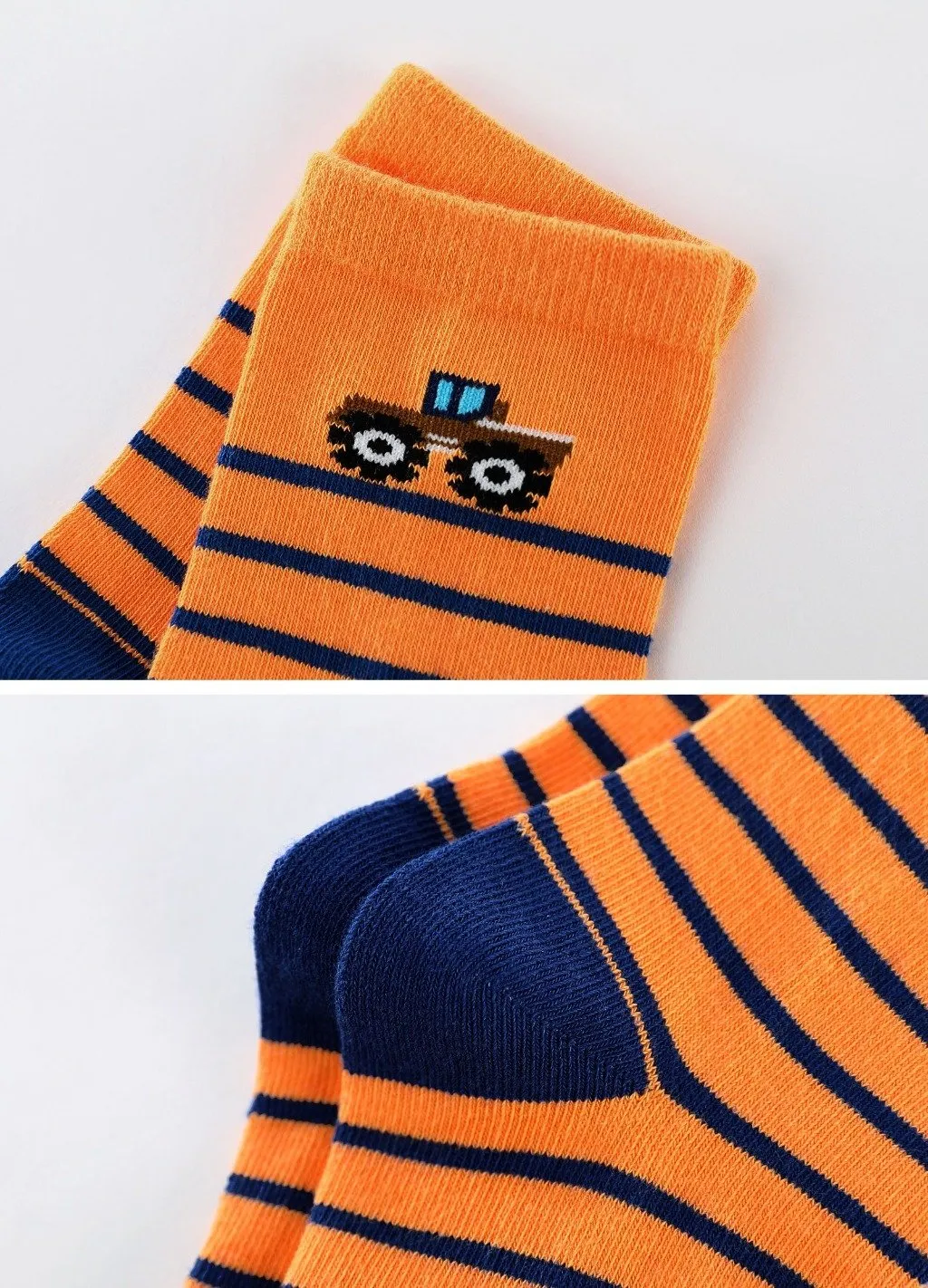 ZFSOCK Cute Tractor Design Crew Socks for Kids Boys, 5 Pairs