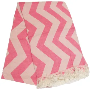 Zig Zag Pink Turkish Towel