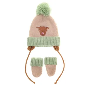 Ziggle Baby 12-24 Months Highland Cow Wooly Hat & Mittens