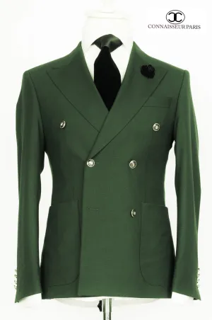 Zignone - Forrest Green double breasted slim fit suit with metal buttons patch pockets and wide lapel