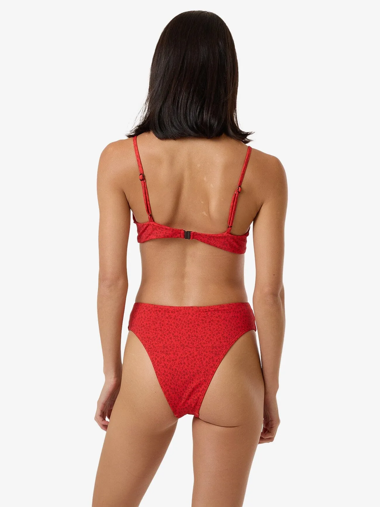 Zinnia 90S High Cut Bikini Bottom - Flame Red