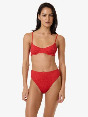 Zinnia 90S High Cut Bikini Bottom - Flame Red