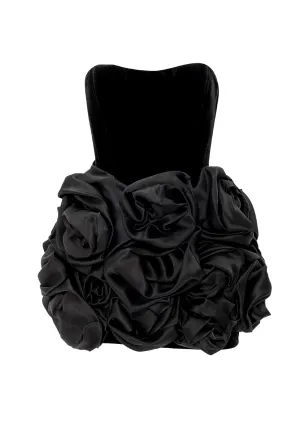 Zinnia Noir Rosebud Velvet Mini Dress