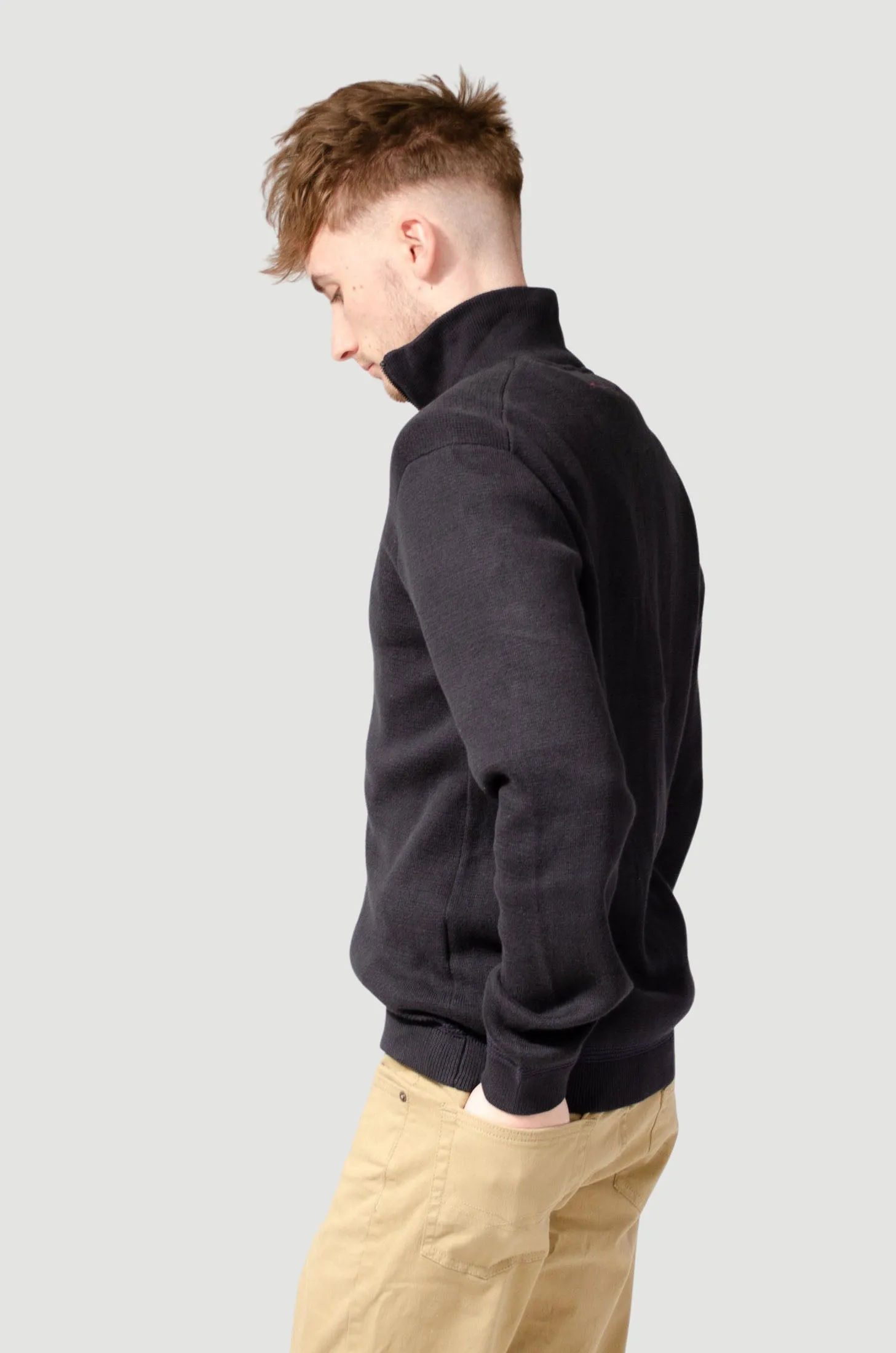 Zip Front Fine Knit Sweater