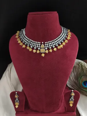 Zircon necklace with beautiful beads dangling Having Victorian Polish