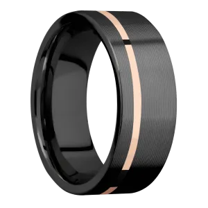 Zirconium with Machine , Machine Finish and 14K Rose Gold Inlay