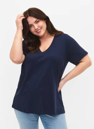 Zizzi Brea T-Shirt in Navy