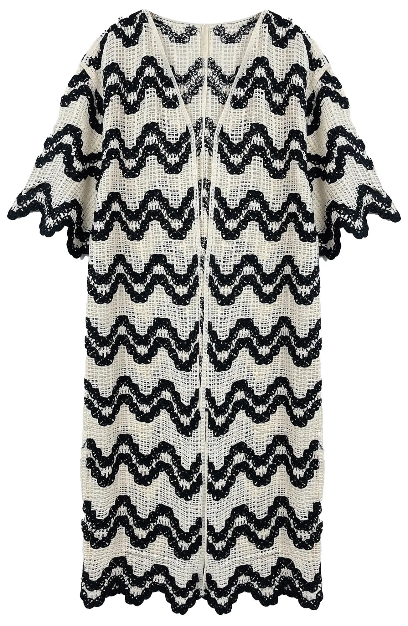 ZLC410050 Esther Wave Pattern Crochet Kimono