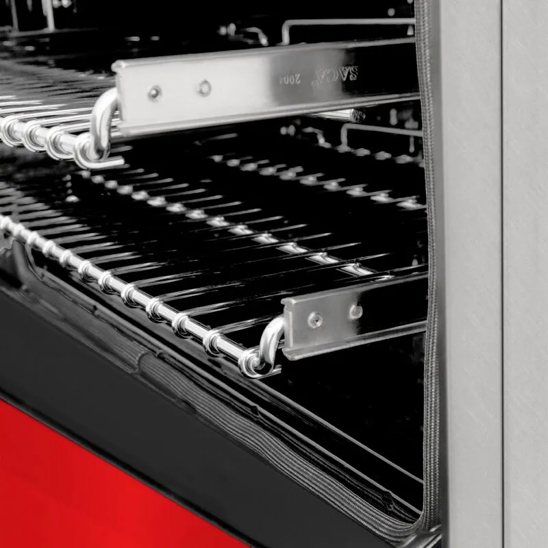 ZLINE 24 in. Professional Dual Fuel Range in DuraSnow® Stainless Steel with Red Matte Door (RAS-RM-24)