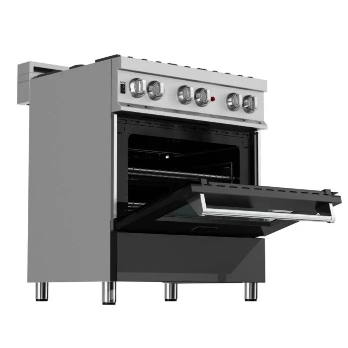 ZLINE 30 IN. Professional Dual Fuel Range in Snow Stainless with Black Matte Door (RAS-BLM-30)