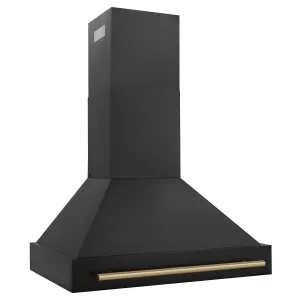 ZLINE 30" Autograph Edition Black Stainless Steel Range Hood with Champagne Bronze Handle (BS655Z-30-CB)