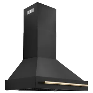 ZLINE 30" Autograph Edition Black Stainless Steel Range Hood with Gold Handle (BS655Z-30-G)