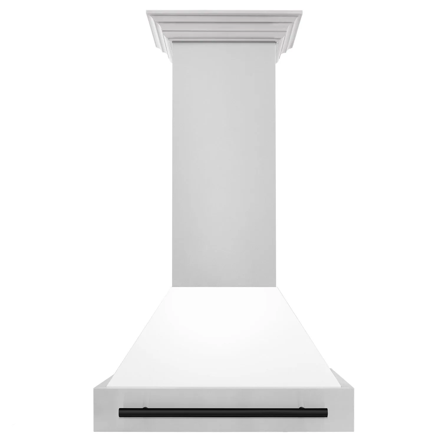 ZLINE 30" Autograph Edition DuraSnow® Stainless Steel Range Hood with White Matte Shell and Matte Black Handle (8654SNZ-WM30-MB)