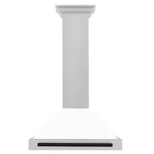 ZLINE 30" Autograph Edition DuraSnow® Stainless Steel Range Hood with White Matte Shell and Matte Black Handle