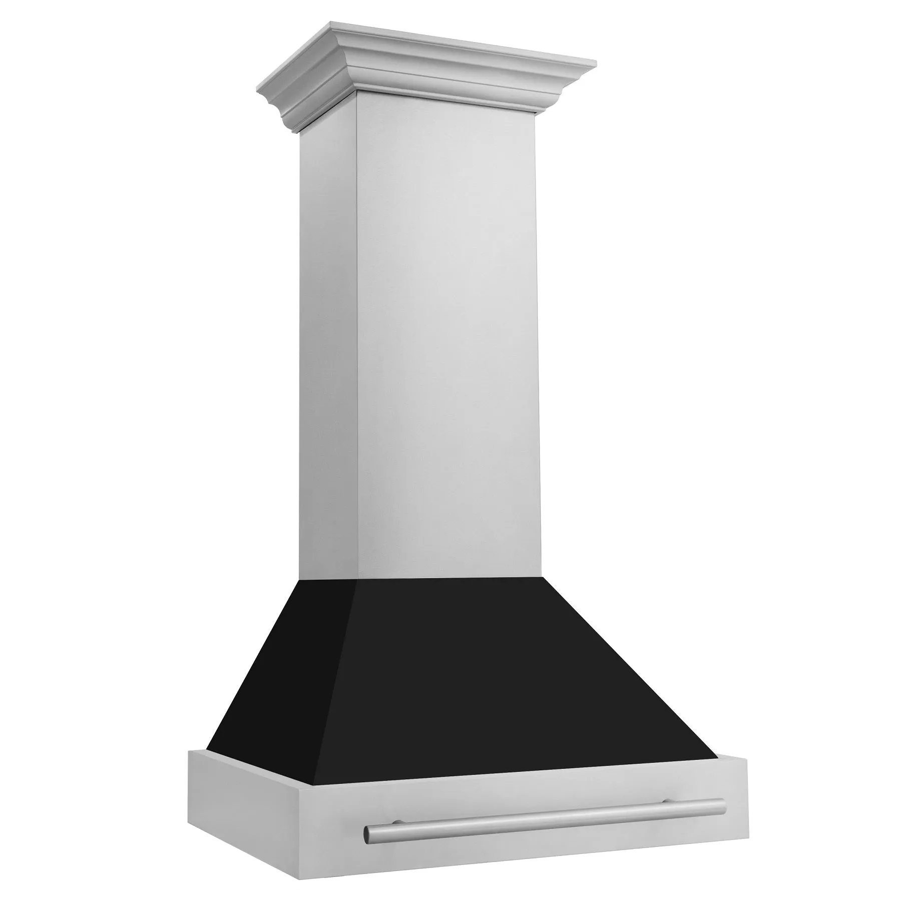 ZLINE 30" Stainless Steel Range Hood with Black Matte Shell and Stainless Steel Handle (8654STX-BLM30)