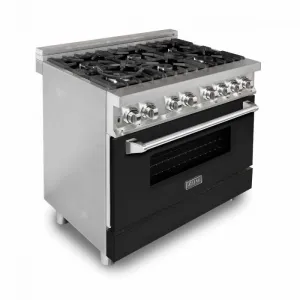 ZLINE 36 IN. Professional Dual Fuel Range with Black Matte Door (RA-BLM-36)