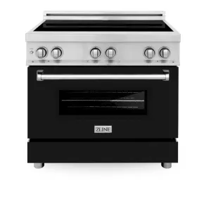 ZLINE 36 Induction Range in Stainless Steel with a Black Matte Door (RAIND-BLM-36)