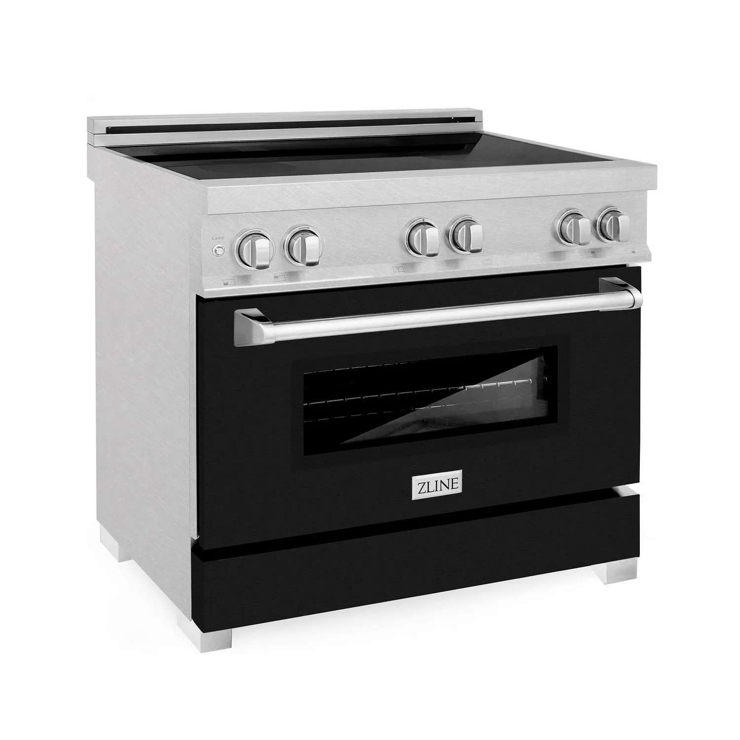 ZLINE 36" 4.6 cu. ft. Induction Range with a 4 Element Stove and Electric Oven in DURASNOW® Stainless Steel and Black Matte (RAINDS-BLM-36)