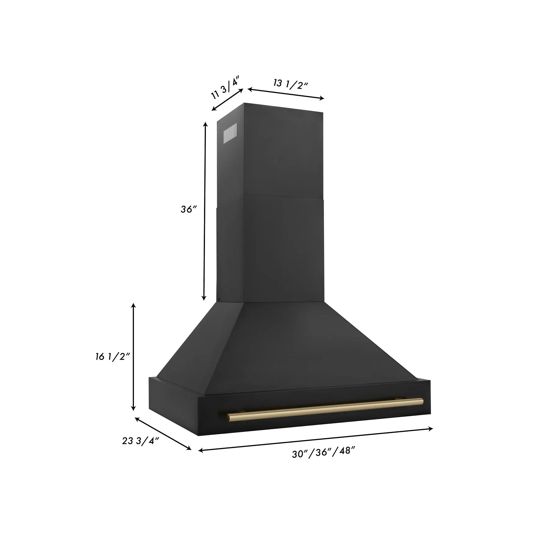 ZLINE 36" Autograph Edition Black Stainless Steel Range Hood with Champagne Bronze Handle (BS655Z-36-CB)