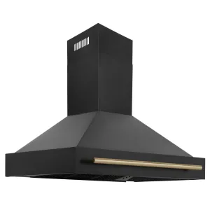 ZLINE 48" Autograph Edition Black Stainless Steel Range Hood with Champagne Bronze Handle (BS655Z-48-CB)