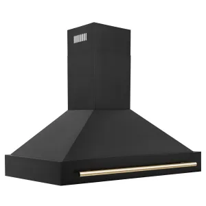 ZLINE 48" Autograph Edition Black Stainless Steel Range Hood with Gold Handle (BS655Z-48-G)