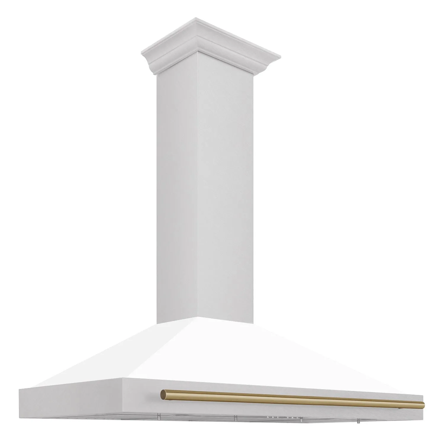 ZLINE 48" Autograph Edition DuraSnow® Stainless Steel Range Hood with White Matte Shell and Champagne Bronze Handle