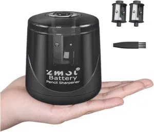 ZMOL Battery Operated Electric Pencil Sharpener, Quick Sharpener Pencil Sharpener, Portable Pencil Sharpener for Kids, for No.2/Color Pencils (6-8Mm), School/Classroom/Office/Home/Black