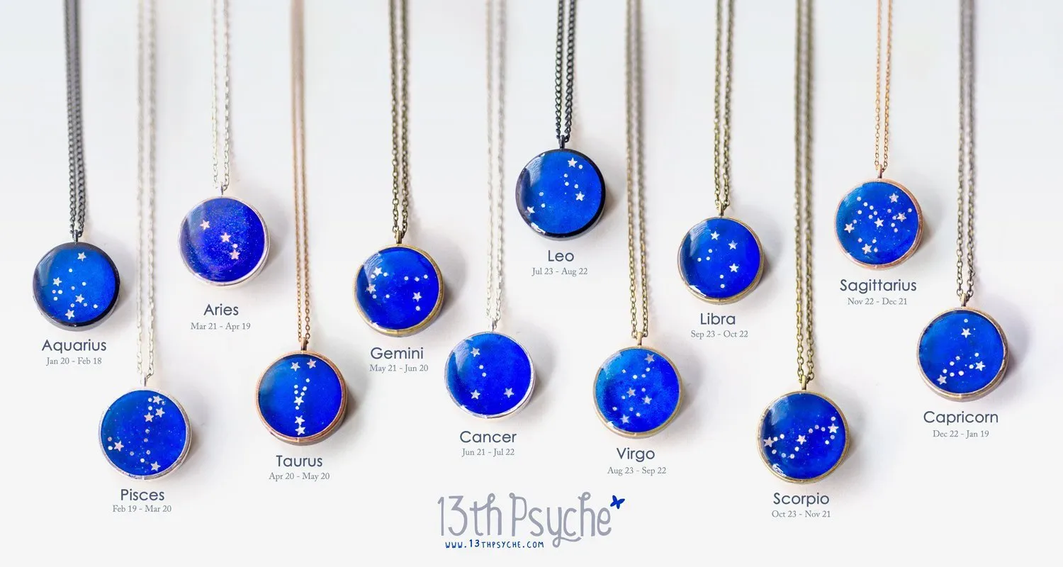 Zodiac jewelry, Cancer constellation necklace