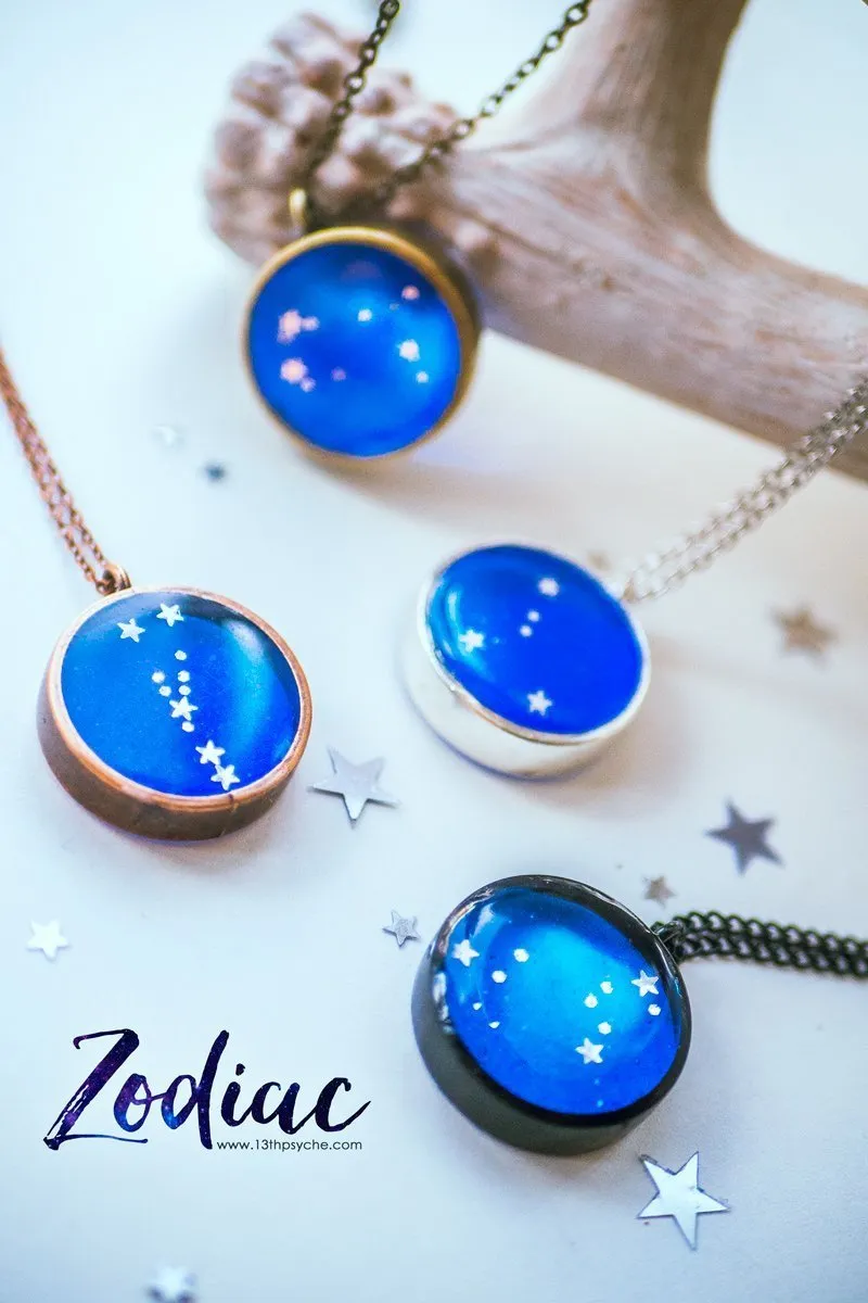 Zodiac jewelry, Leo constellation necklace