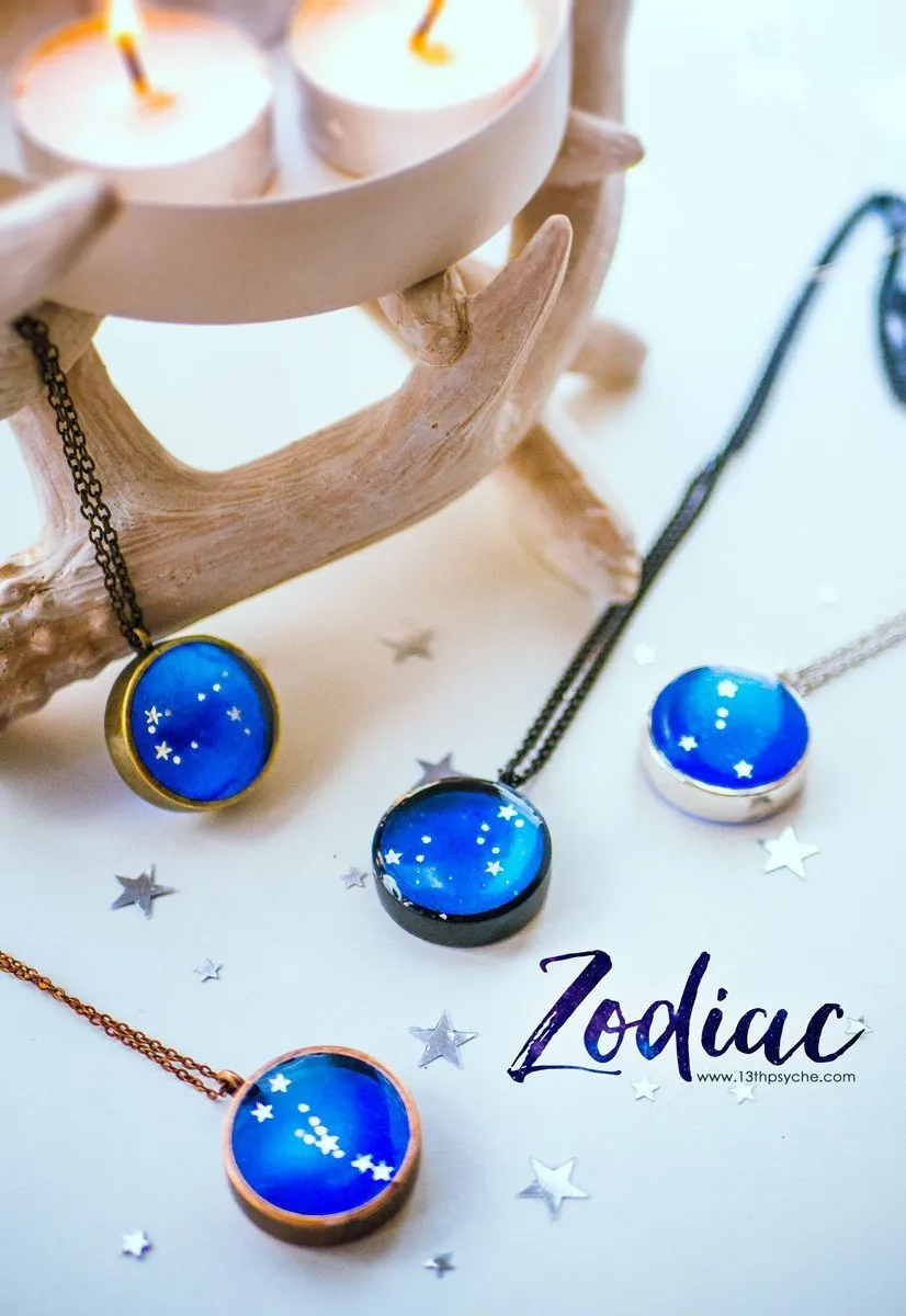 Zodiac jewelry, Leo constellation necklace