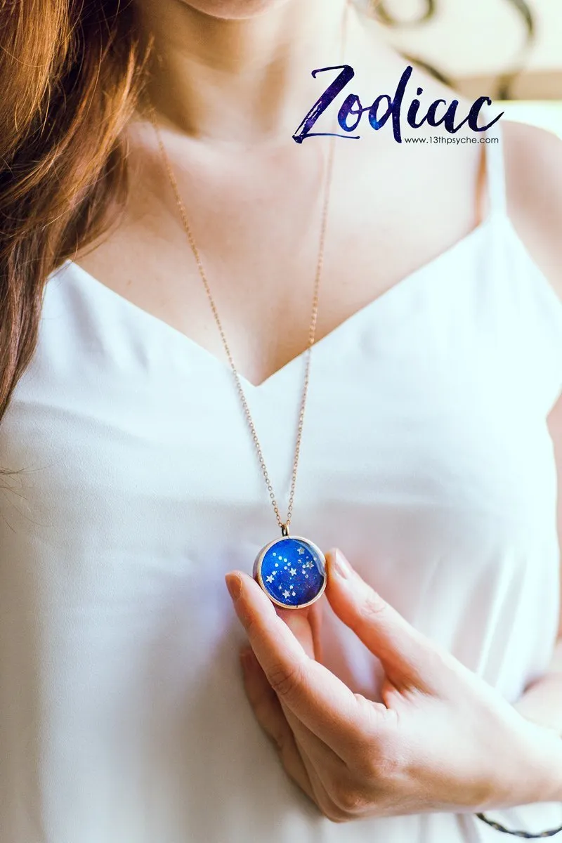 Zodiac jewelry, Leo constellation necklace