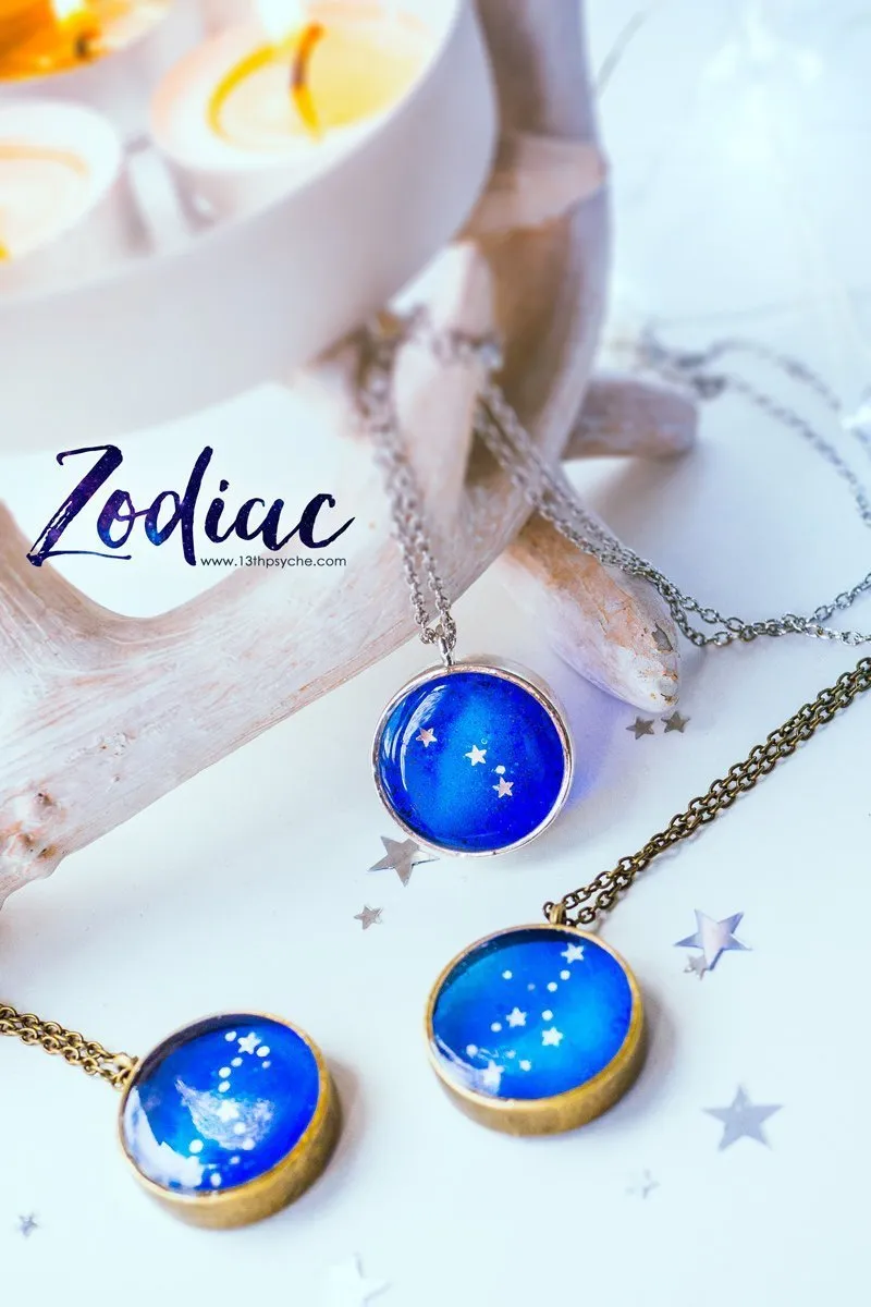 Zodiac jewelry, Scorpio constellation necklace