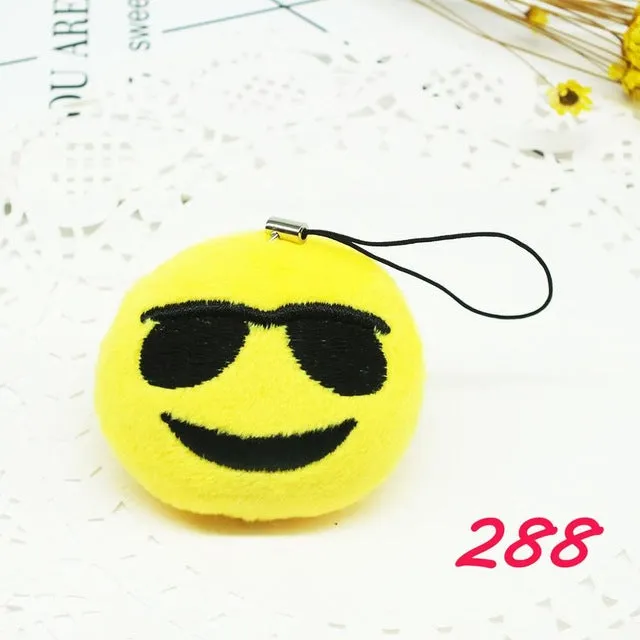 Zoeber Funny emoji cartoon face Anime keychains qq Keyrings Key chains Accessories Soft Round Stuffed Plush smile keychain gift