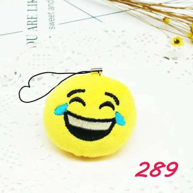 Zoeber Funny emoji cartoon face Anime keychains qq Keyrings Key chains Accessories Soft Round Stuffed Plush smile keychain gift