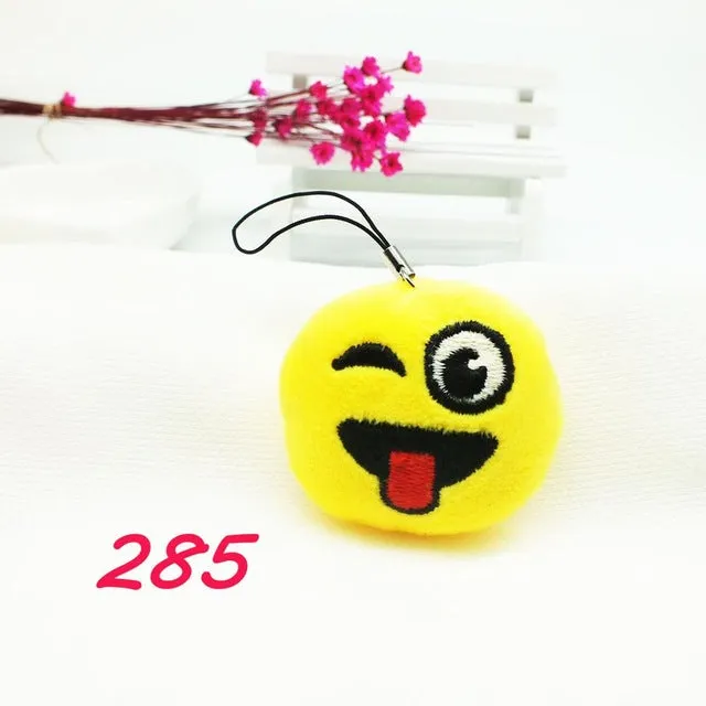 Zoeber Funny emoji cartoon face Anime keychains qq Keyrings Key chains Accessories Soft Round Stuffed Plush smile keychain gift