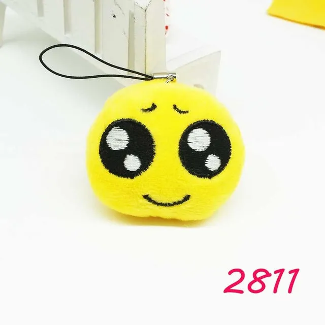 Zoeber Funny emoji cartoon face Anime keychains qq Keyrings Key chains Accessories Soft Round Stuffed Plush smile keychain gift