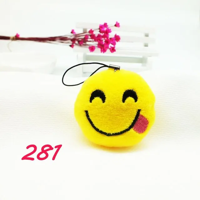 Zoeber Funny emoji cartoon face Anime keychains qq Keyrings Key chains Accessories Soft Round Stuffed Plush smile keychain gift