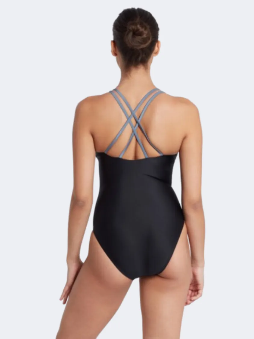 Zoggs Panel Crossback Women Swim Monokini Black/Metal