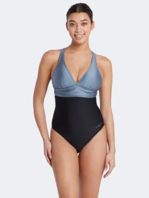 Zoggs Panel Crossback Women Swim Monokini Black/Metal