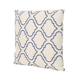 Zora Outdoor Water Resistant 18-inch Square Pillow, Blue on Beige