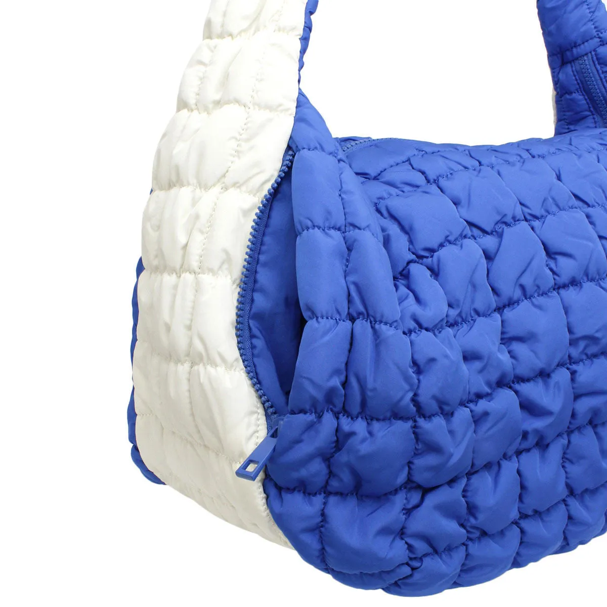 ZPB Sorority Large Blue Ivory Quilted Shoulder Bag