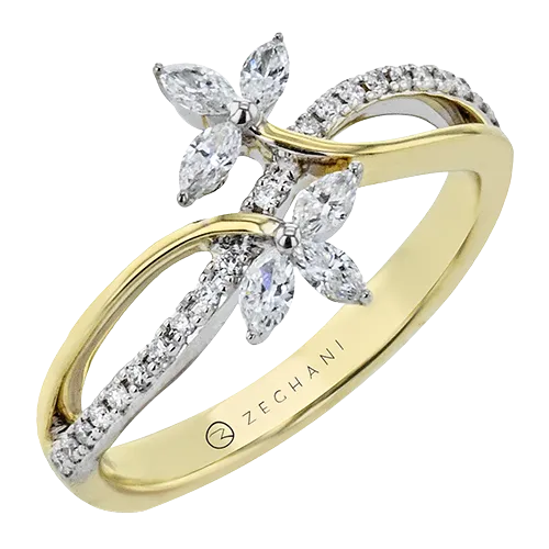 ZR1907 Right Hand Ring in 14k Gold with Diamonds