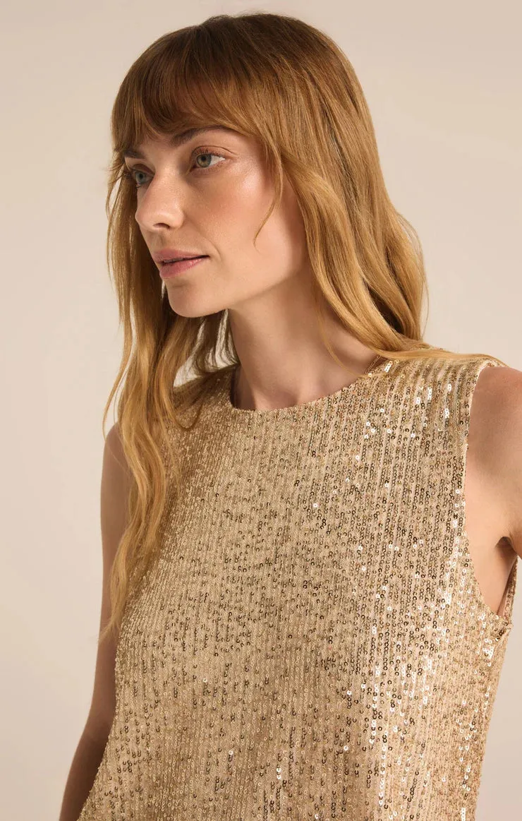 ZSU Sloane Sequin Top in Champagne