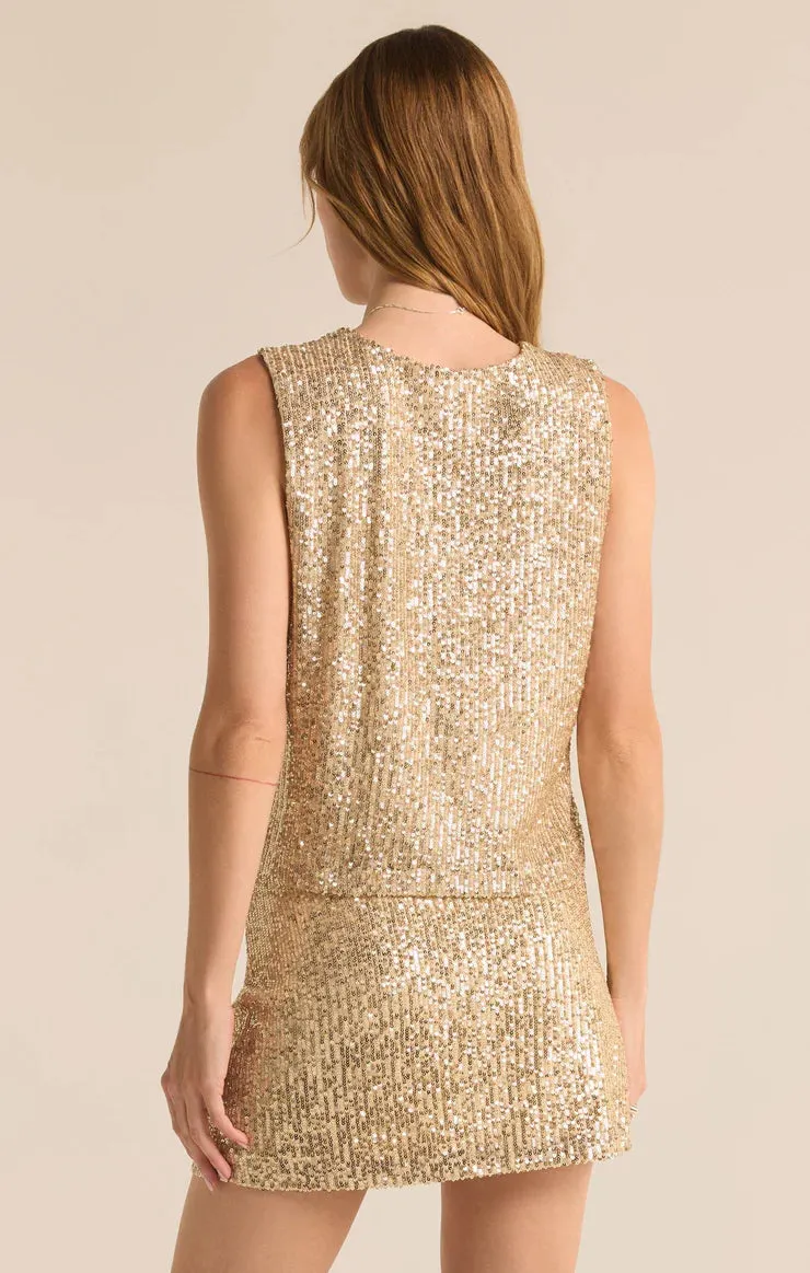 ZSU Sloane Sequin Top in Champagne